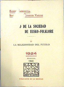 Anuario de la Sociedad de Eusko Folklore IV la Religiosidad del Pueblo 1924 | 141218 | Eusko Ikaskuntza, Sociedad De Estudios Vascos