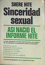 Sinceridad sexual. Asi nacio el informe Hite | 87036 | Hite, Shere