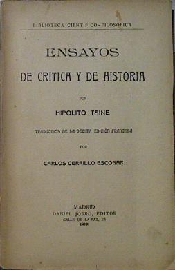 Ensayos de crítica y de historia | 123225 | Taine, Hipolito