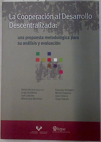 La cooperación al desarrollo descentralizada: una propuesta metodológica para su análisis y evaluaci | 132948 | Unceta Satrustegui (Director), Koldo/Gutiérrez, Jorge/Labaien, Irati/Martínez, María José/Malagón, Eduardo/Sabalza, Michel/Villena, Unai/Zabala, Idoye