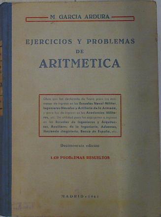 Ejercicios y problemas de aritmética ( 1429 problemas resueltos) | 89537 | García Ardura, Manuel