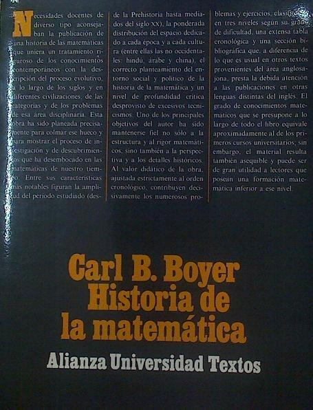 Historia de la matemática | 118442 | Boyer, Carl B.