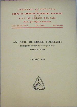 Anuario De Eusko Folklore 1963 - 1964 Tomo XX | 65920 | Vvaa